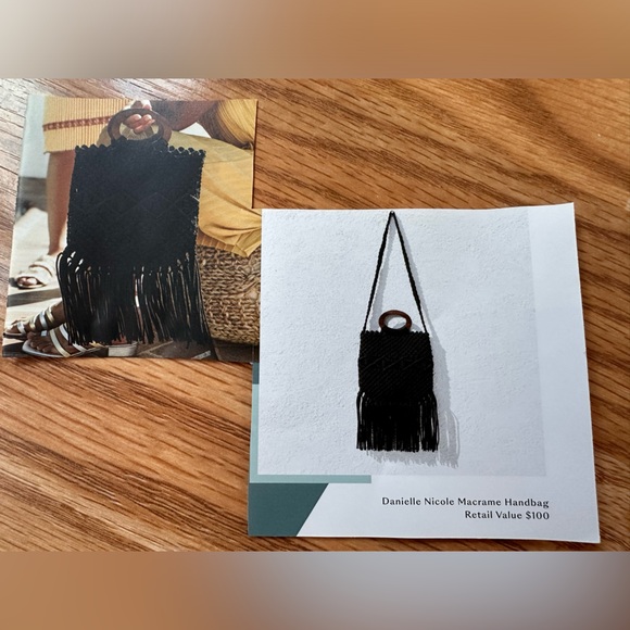 New, black Danielle Nicole macrame handbag. - Picture 2 of 2